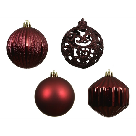 Decoris Ox Blood Red Shatterproof Baubles - Pack of 16
