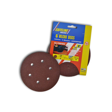 Safeline 150mm Velco Sanding Discs 5 Pack - Medium | PPA029