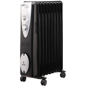 De Vielle Premium 9 Fin Oil Filled Rad Radiator 2000w - Black | DEF057249