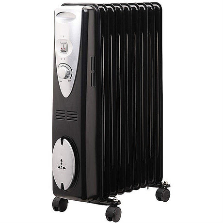 De Vielle Premium 9 Fin Oil Filled Rad Radiator 2000w - Black | DEF057249