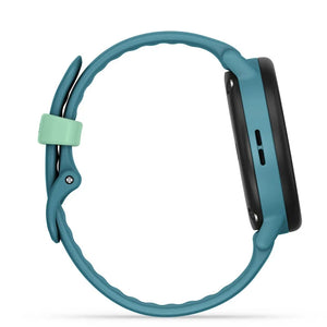 Teal smartwatch with a matching band on a white background