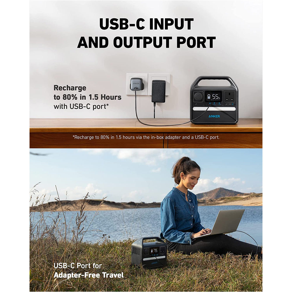 Anker Portable Power Station 256Wh, 521 200w 5 Port Powerbank ( Backup Battery ) | A1720211
