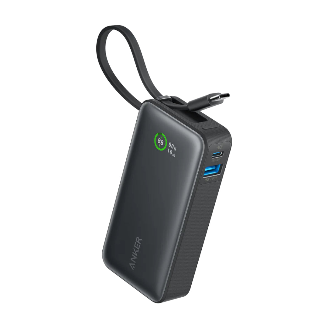 Anker Nano Power Bank 30W 10,000mah Built In USB C Cable - Black | A1259H11