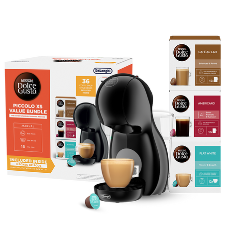 Delonghi Nescafé Dolce Gusto Piccolo XS Pod Coffee Machine Bundle - Black | EDG210.BGY