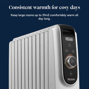 Delonghi Dragon Connect Smart 2.5kw Oil Filled Radiator with Wifi - White | TRD51025WIFI