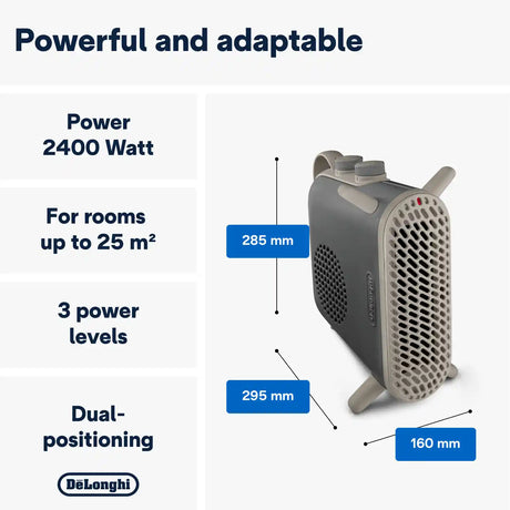 Delonghi Capsule Fit 2.4Kw Fan Heater - Grey | HFS70B24.GY