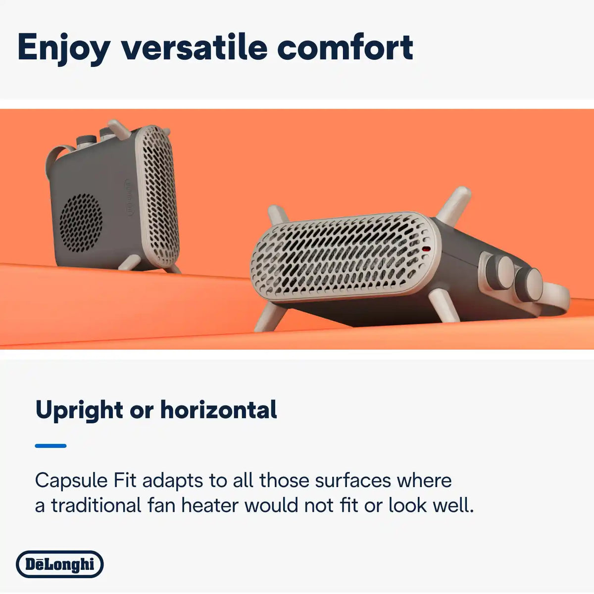 Delonghi Capsule Fit 2.4Kw Fan Heater - Grey | HFS70B24.GY