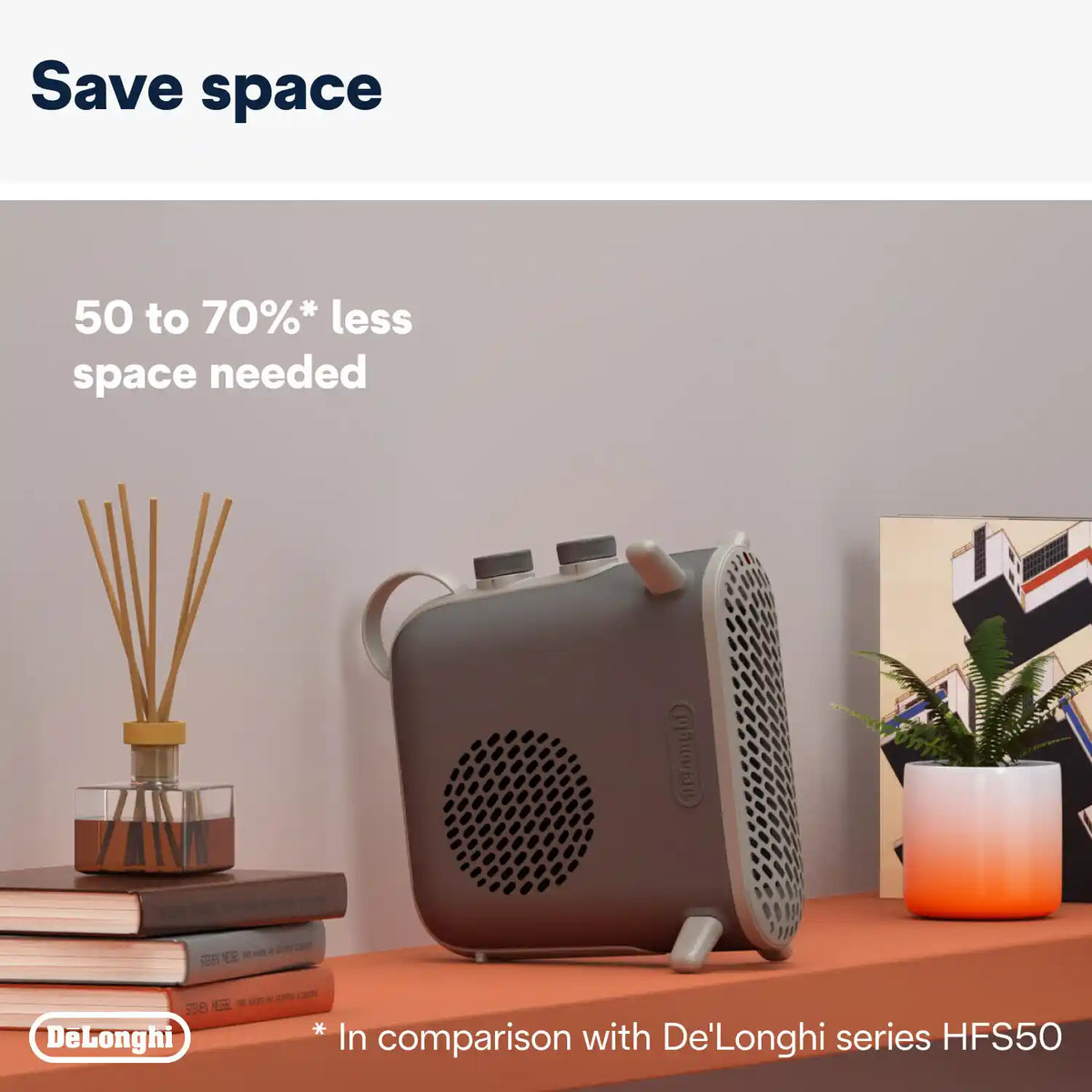 Delonghi Capsule Fit 2.4Kw Fan Heater - Grey | HFS70B24.GY