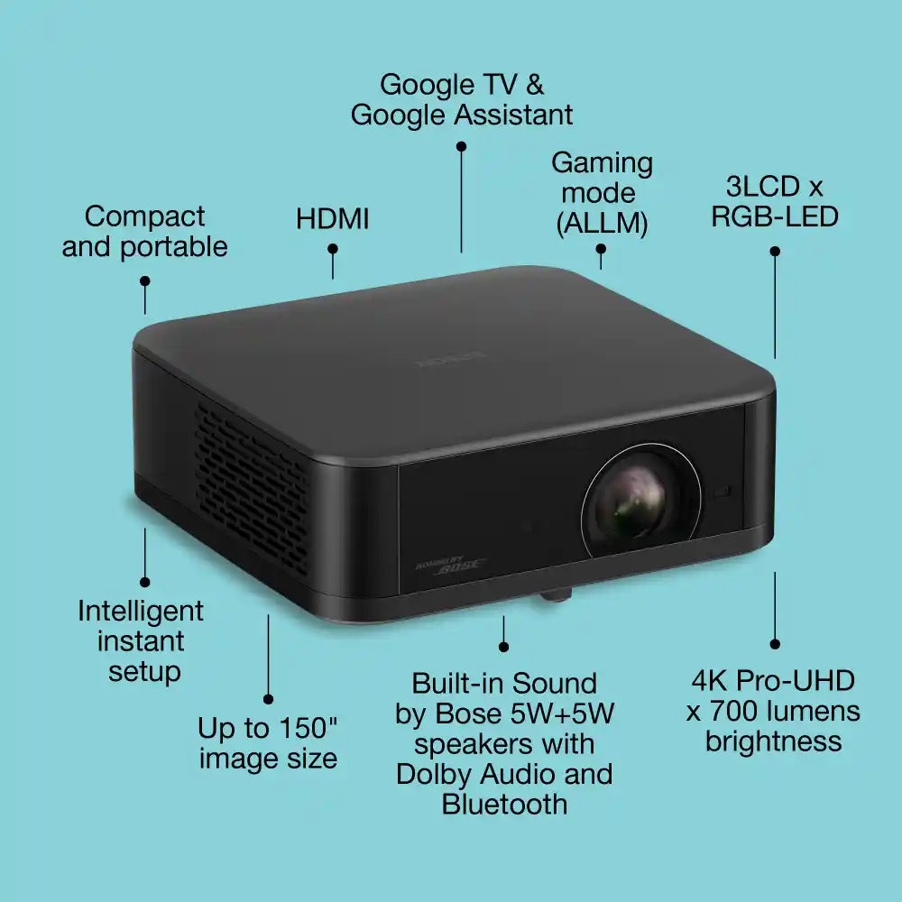 Epson Lifestudio Pop Plus EF-62B 4K PRO UHD Smart Projector - Black | V11HB73140