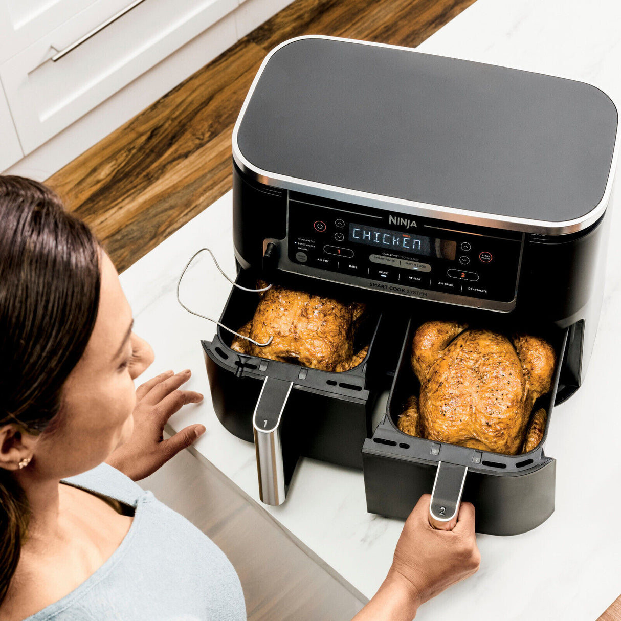 Ninja Foodi Max Dual Zone Air Fryer 9.5 Litre with Smart Cook Probe System | AF451UK