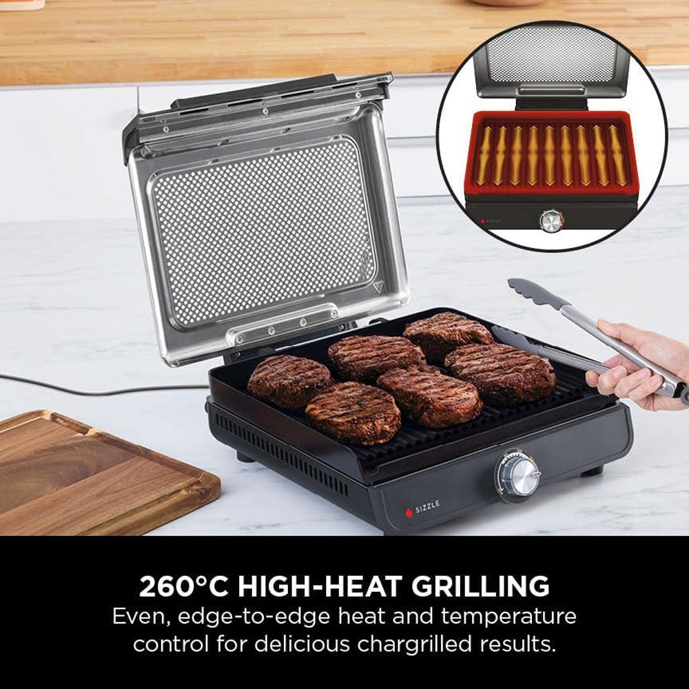 Ninja Sizzle Indoor Grill and Flat Plate - Black | GR101UK