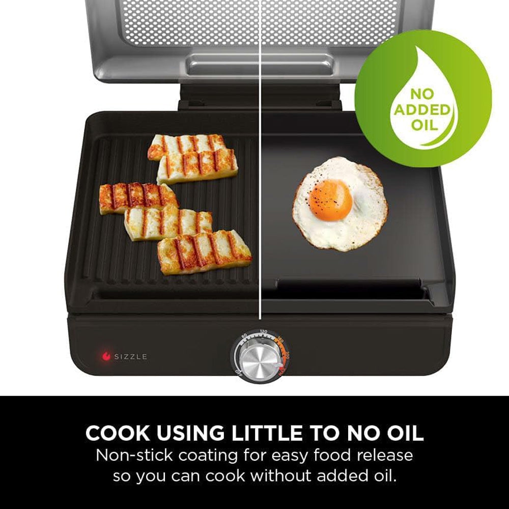 Ninja Sizzle Indoor Grill and Flat Plate - Black | GR101UK