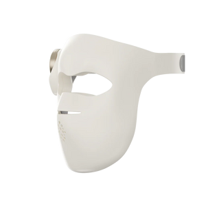 Dreame Chrona white LED face mask with adjustable straps and built-in light therapy technology, front view on white background