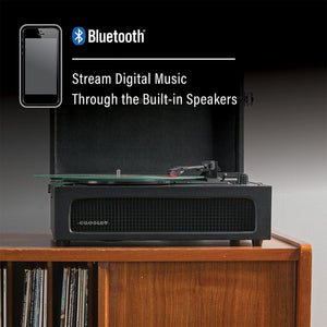 Voyager Vinyl Turntable Record Player with Bluetooth - Black | CR8017B-BK