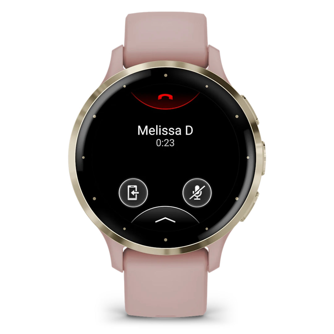 Garmin Venu 3S Smart Watch Stainless Steel Bezel Silicone Band - Gold / Duse Rose Pink | 49-GAR-010-02785-03