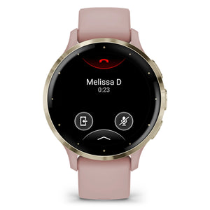 Garmin Venu 3S Smart Watch Stainless Steel Bezel Silicone Band - Gold / Duse Rose Pink | 49-GAR-010-02785-03