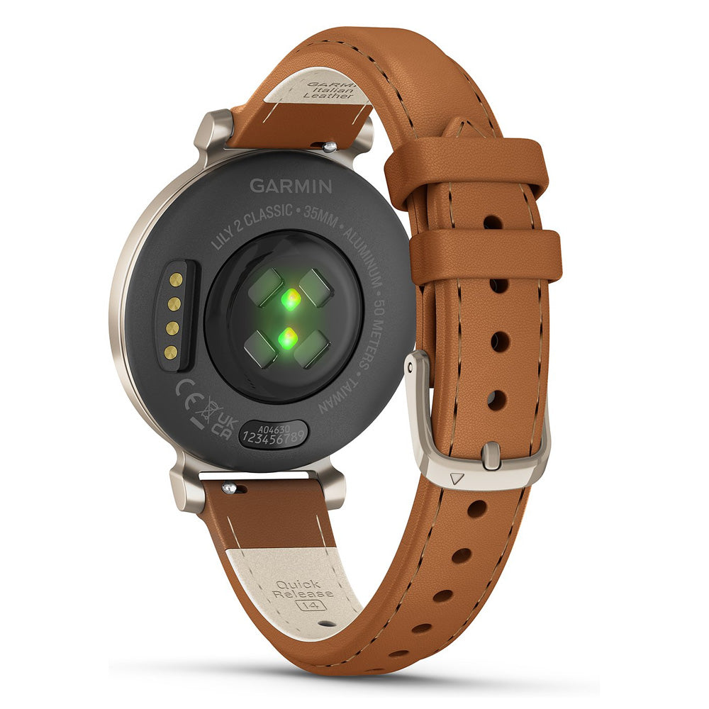 Garmin Lily 2 Classic Bluetooth Smart Watch Cream Gold Tan Band Heavins