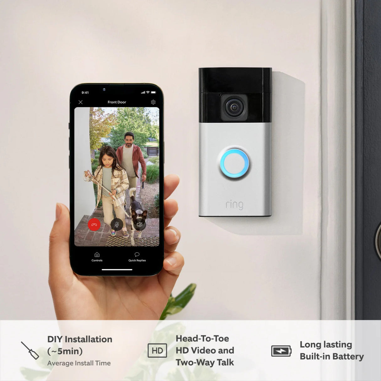 Ring Battery Smart Video Doorbell - Silver | B0BZWQP9Z1