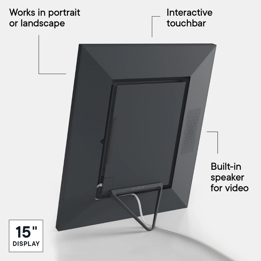 Aura Walden 15 Inch Dual Orientation Digital Wifi Photo Frame - Black | UKA110-MBLK