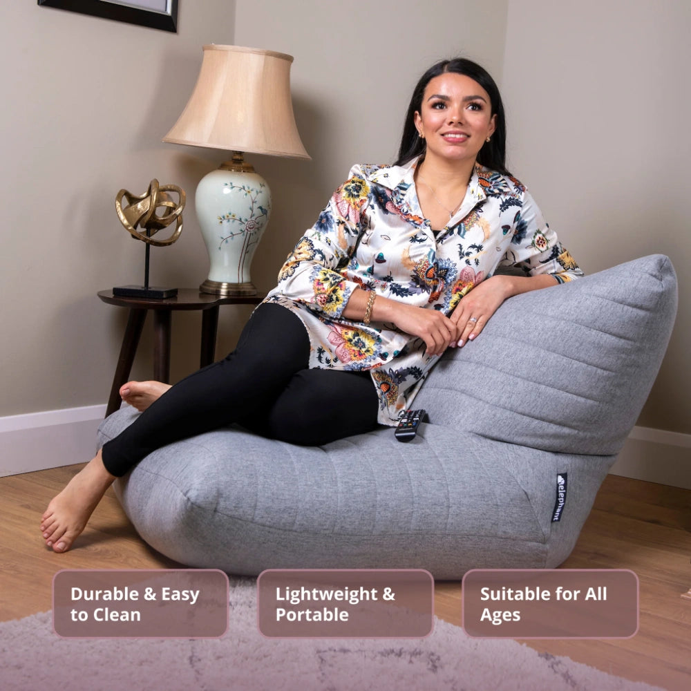 Elephant Boho Chair Bean Bag - Grey | EBHGRE19
