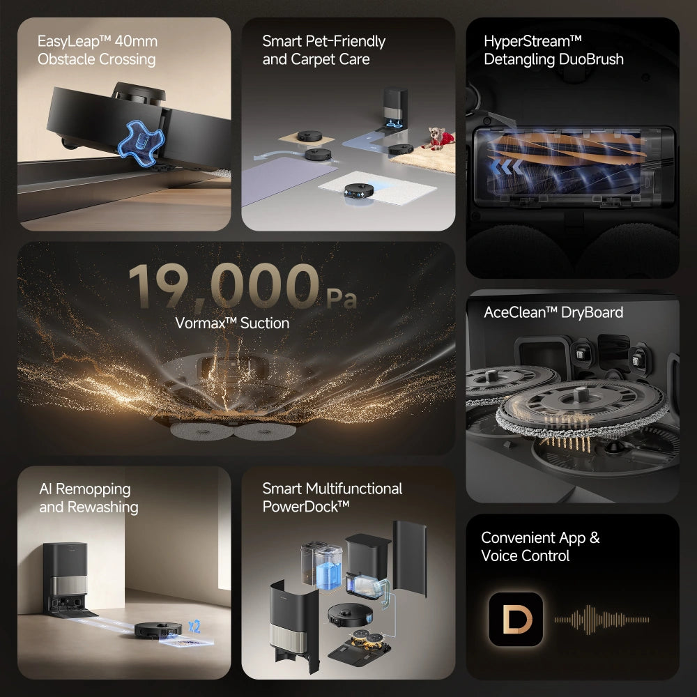 Dreame L40S Pro Ultra Wet and Dry Robot Vac Vacuum Cleaner - Black | RLL74CE-BK