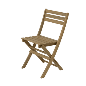 Kaemingk acacia wood foldable garden chair in natural tan finish with slatted backrest and seat, part of 4 seater dining set
