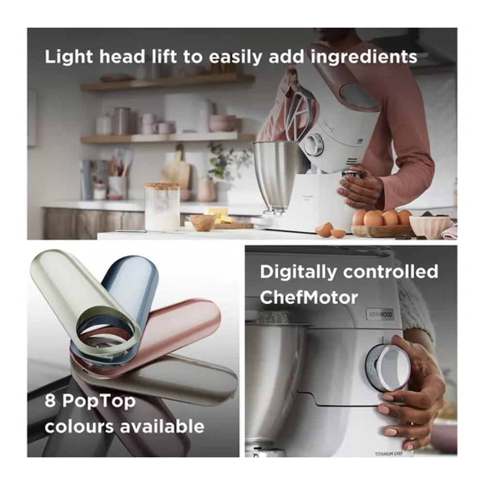 Kenwood Titanium Chef Baker XL Stand Mixer 1200W - White | KVL65.001WH