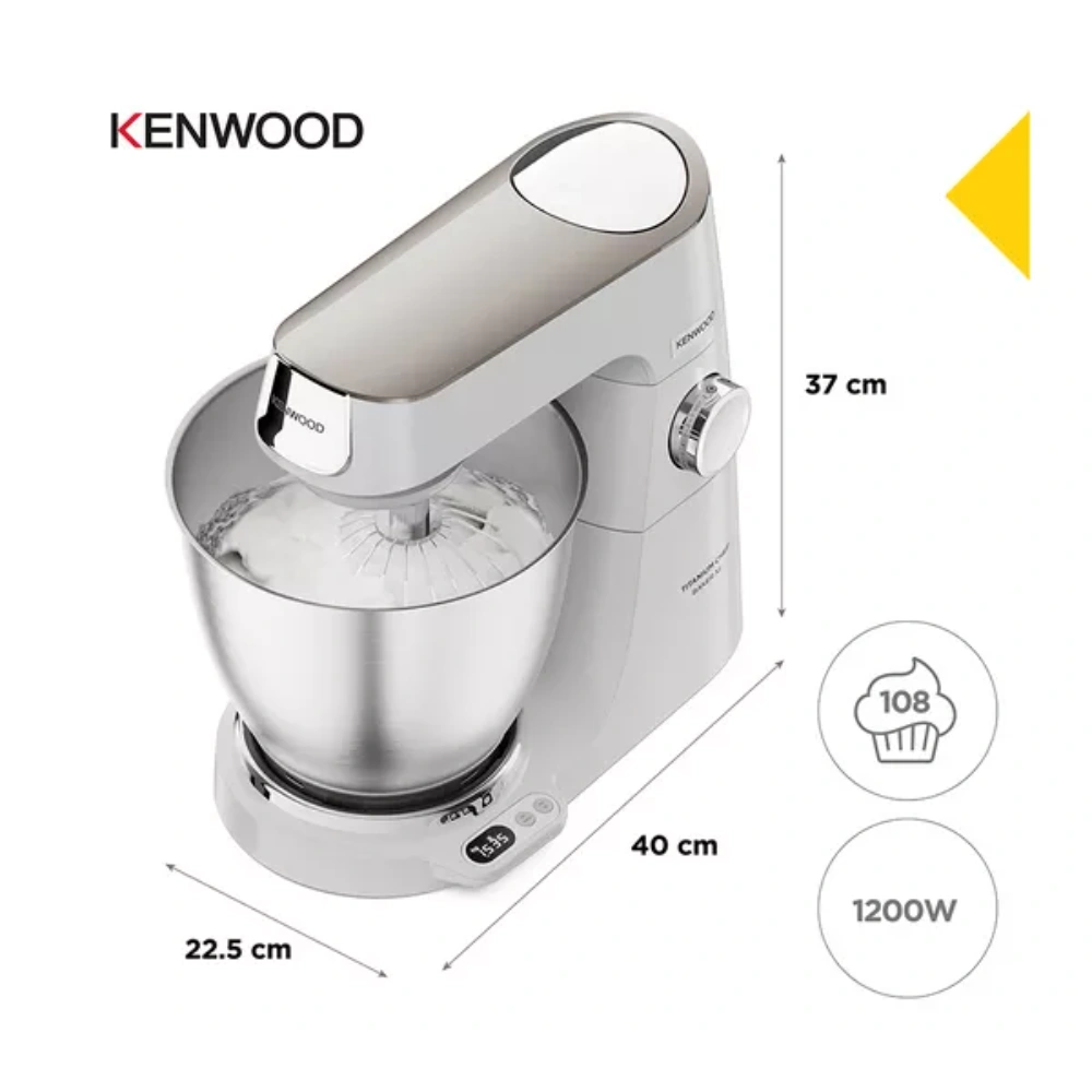 Kenwood Titanium Chef Baker XL Stand Mixer 1200W - White | KVL65.001WH