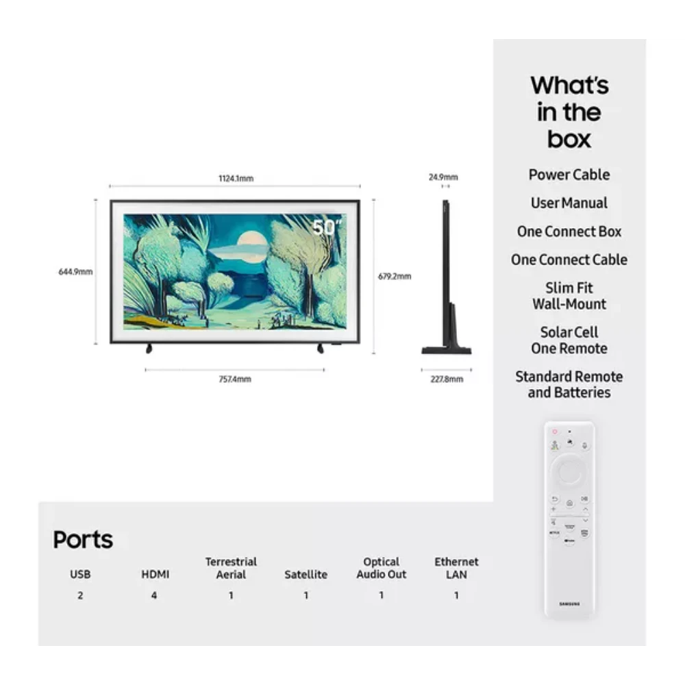 Samsung 50 Inch LS03D QLED 4K Smart Frame TV (2025) | QE50LS03FAUXXU