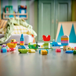 LEGO DUPLO Classic Colorful Creative Box 10479 - the finished build shown in a home setting. 80 pieces. Ages 1½+.