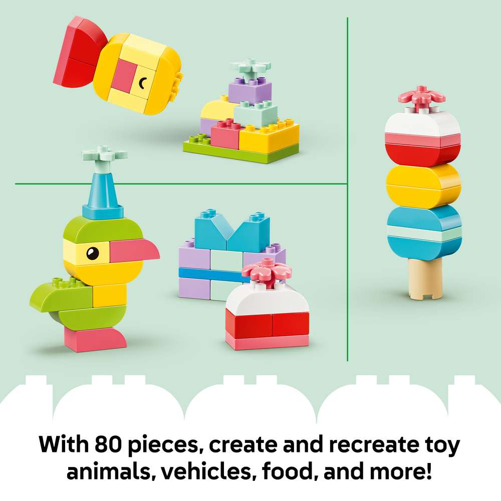 LEGO DUPLO Classic Colorful Creative Box 10479 - captioned product view. 80 pieces. Ages 1½+.