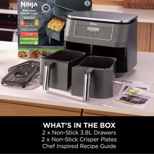 Ninja Dual Zone Air Fryer 7.6L 2400W - All Black | DZ300UK