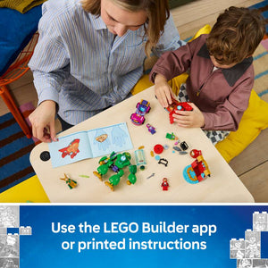 LEGO Disney Junior Marvel Loki vs. Team Iron Man 11211 - captioned product view. 204 pieces. Ages 4+.