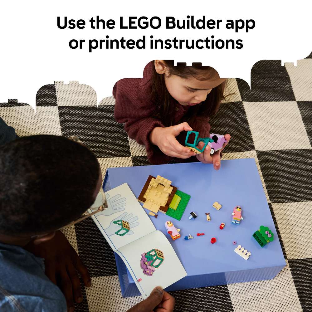LEGO Bluey Grannies with Bingo and Bluey 11216 - captioned product view. 80 pieces. Ages 4+.