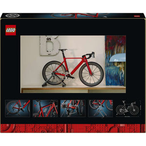 LEGO Icons Road Bike 11380 - the back of the box showing play features and box contents. 1015 pieces. Ages 18+.