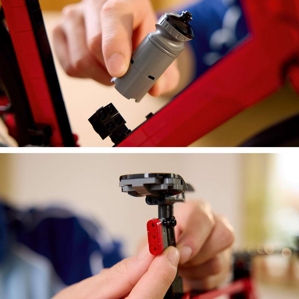 LEGO Icons Road Bike 11380 - close-up detail of the finished build. 1015 pieces. Ages 18+.