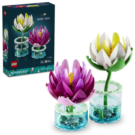 LEGO Botanicals Water Lilies 11511 - shown with its product box. 259 pieces. Ages 9+.