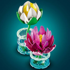 LEGO Botanicals Water Lilies 11511 - close-up detail of the finished build. 259 pieces. Ages 9+.