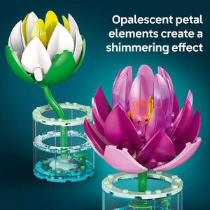 LEGO Botanicals Water Lilies 11511 - captioned product view. 259 pieces. Ages 9+.