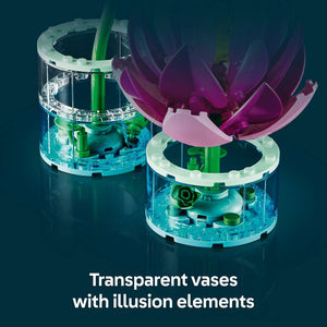 LEGO Botanicals Water Lilies 11511 - captioned product view. 259 pieces. Ages 9+.