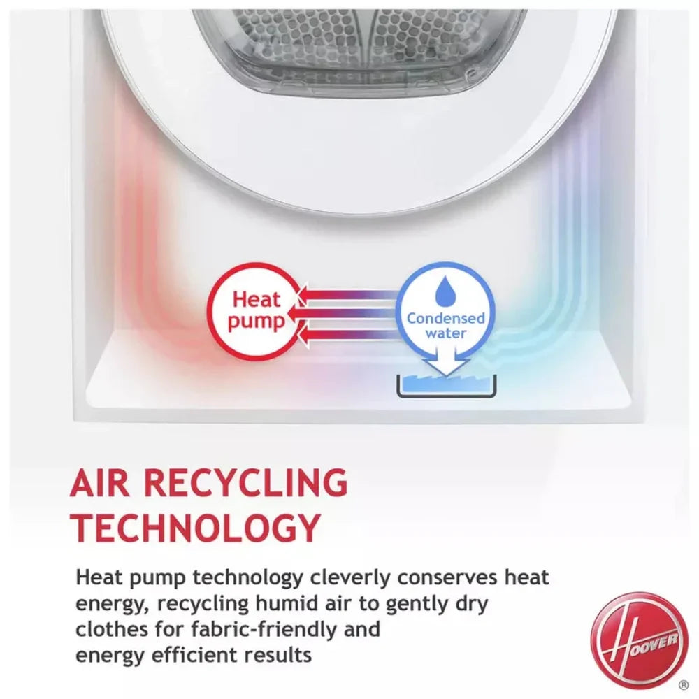 Hoover 8kg Heat Pump Tumble Dryer - White | HLEH8A2DE-80