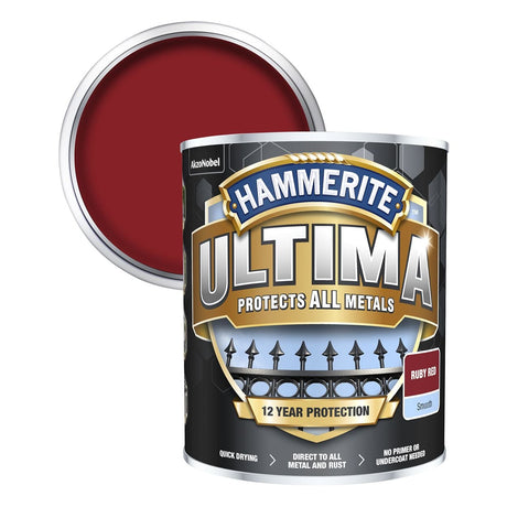 Hammerite Ultima Smooth Metal Paint 750ml - Ruby Red | 5362529