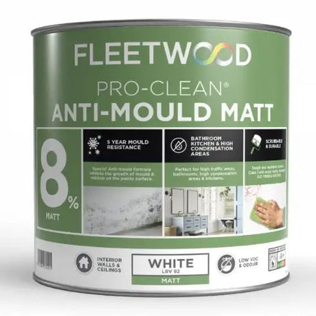Fleetwood Pro-Clean Anti Mould Matt 2.5 Litre - White | PCAM25BW