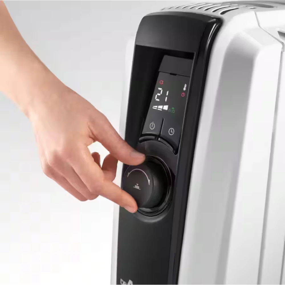 Delonghi Dragon 4 2.5Kw Oil Filled Radiator with Electronic Timer - White | TRDX41025E