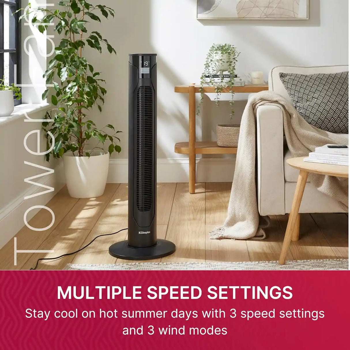 Dimplex 3 Speed Tower Cooling Fan - Black | DXACF