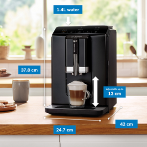 Bosch Series 2 EQ300 Fully Automatic Coffee Machine VeroCafe - Piano Black | TIG20119
