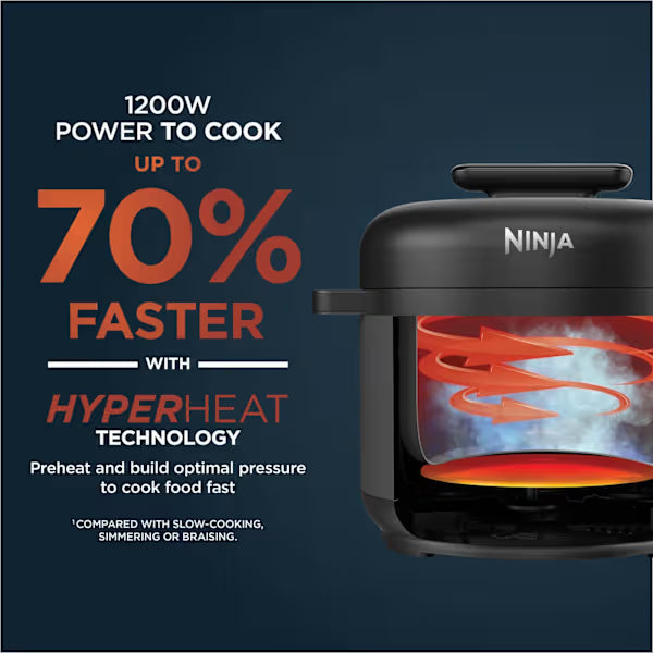 Ninja HyperHeat 6L 9-in-1 Pressure and Rice Multi Cooker - Black | PC201UK