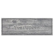 Grey weathered wood runner mat 50cm x 150cm with Bon Appetit text in cursive lettering, kitchen floor mat with distressed finish