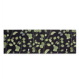 Miabella runner mat 50cm x 150cm with eucalyptus leaf pattern in green and grey on dark charcoal background