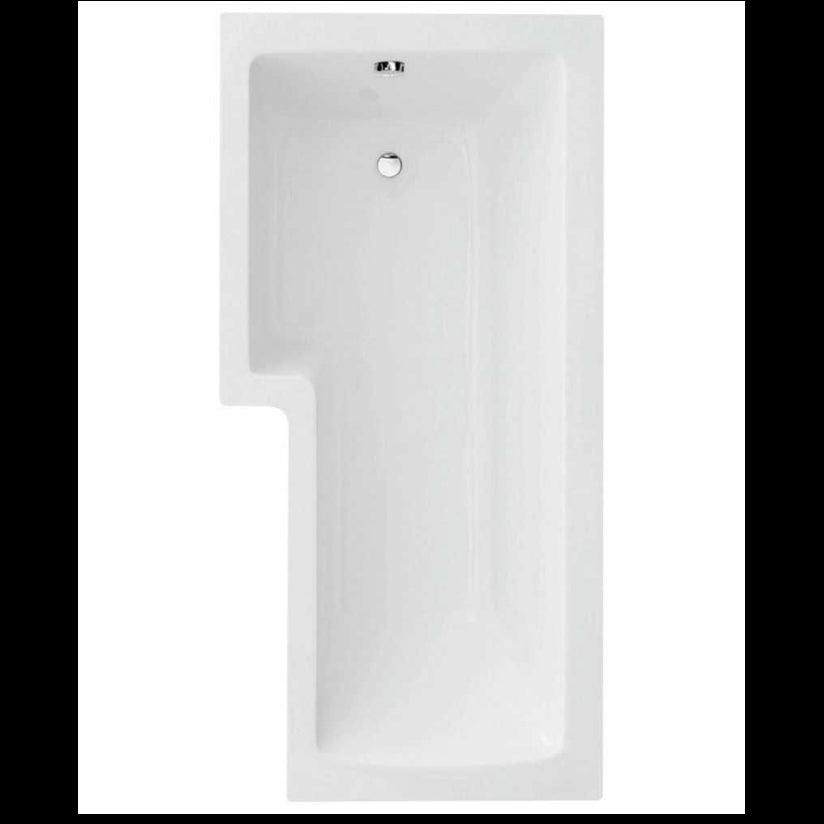 L SHAPE 1700x850mm Shower Bath & Bath Panel White with Bath Screen Chrome